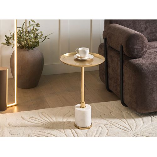 Table D'appoint Camelo Métal Marbre Blanc