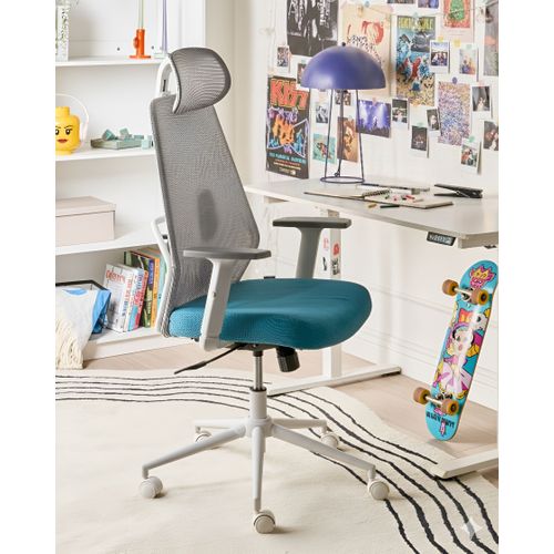 Chaise De Bureau Oryn Tissu Bleu Paon