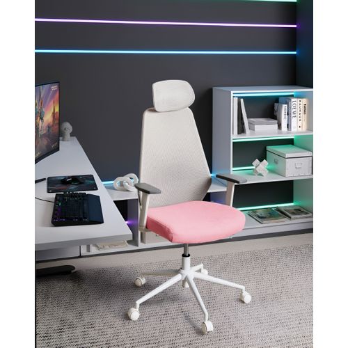 Chaise De Bureau Oryn Tissu Rose