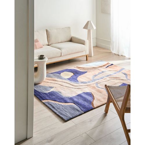 Tapis Almora Beige/bleu 160 X 230 Cm Soie Artificielle