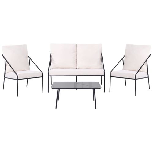 Ensemble De Salon De Jardin Avec Table 4 Places Ustica Métal Noir