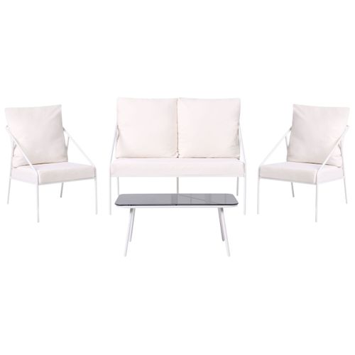 Ensemble De Salon De Jardin Avec Table 4 Places Ustica Métal Blanc