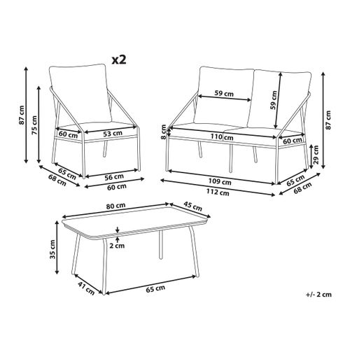 Ensemble De Salon De Jardin Avec Table 4 Places Ustica Métal Blanc