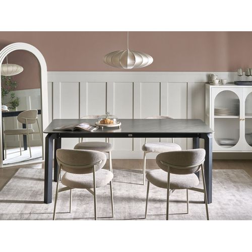 Table De Salle à Manger De Jardin Feletto 180 Cm 90 Cm Pierre Marbre Noir