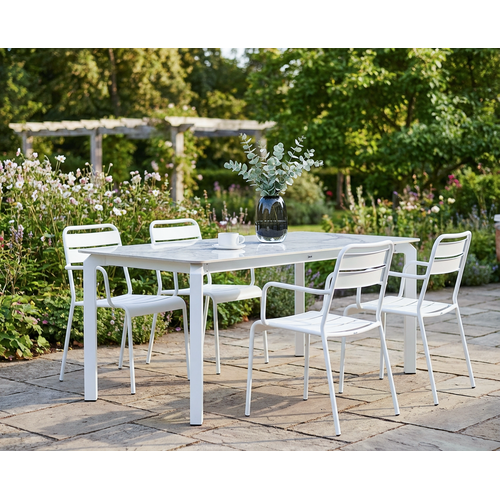 Table De Salle à Manger De Jardin Feletto 180 Cm 90 Cm Pierre Marbre Blanc