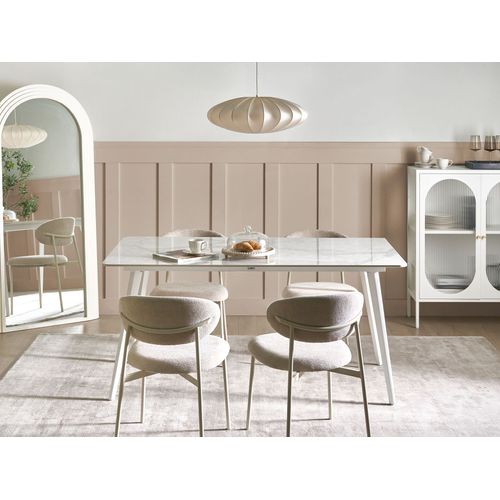 Table De Salle à Manger De Jardin Rodallo 160 Cm 90 Cm Pierre Marbre Blanc