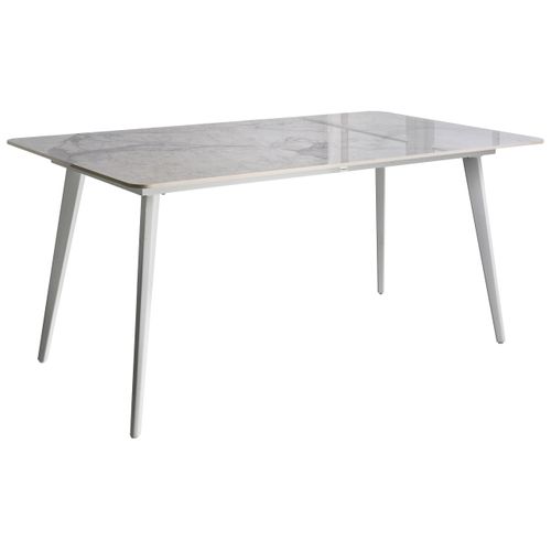 Table De Salle à Manger De Jardin Rodallo 160 Cm 90 Cm Pierre Marbre Blanc