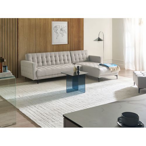 Canapé-lit D'angle Modulable 4 Places Aberdeen Tissu Gris Clair Côté Gauche