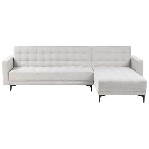 Canapé-lit D'angle Modulable 4 Places Aberdeen Tissu Gris Clair Côté Gauche