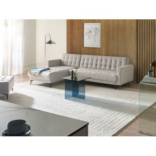 Canapé-lit D'angle Modulable 4 Places Aberdeen Tissu Gris Clair Côté Droit