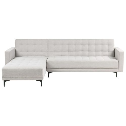 Canapé-lit D'angle Modulable 4 Places Aberdeen Tissu Gris Clair Côté Droit