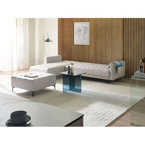 Canapé-lit D'angle Modulable 4 Places Aberdeen Tissu Gris Clair Avec Ottoman Côté Droit