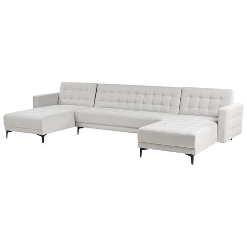 Canapé-lit Modulable En Forme De U 5 Places Aberdeen Tissu Gris Clair