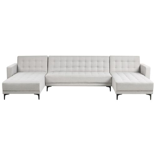 Canapé-lit Modulable En Forme De U 5 Places Aberdeen Tissu Gris Clair
