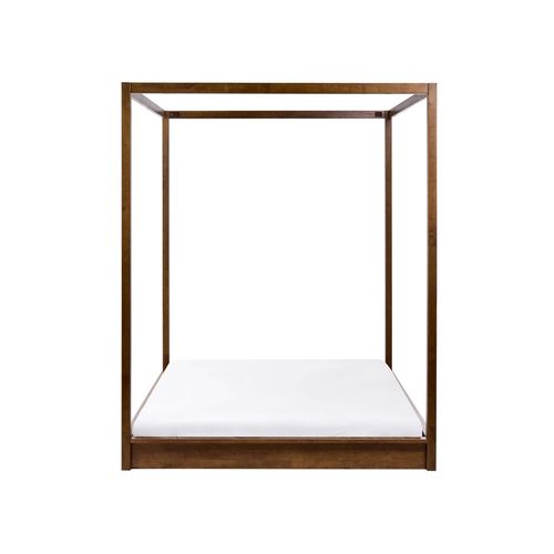Lit à Baldaquin Bois Herliere 160 X 200 Cm Marron Foncé