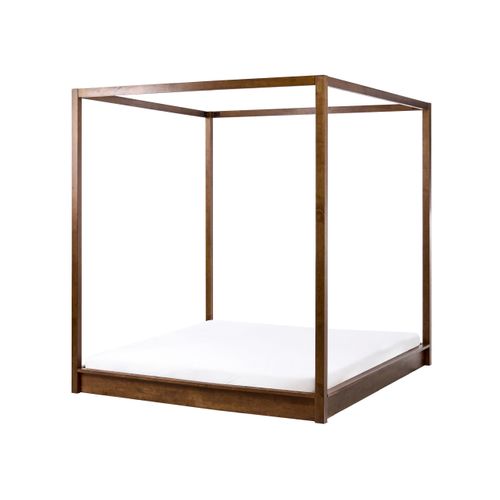 Lit à Baldaquin Bois Herliere 160 X 200 Cm Marron Foncé