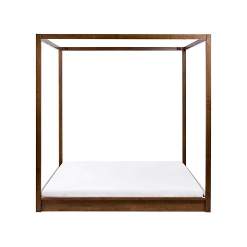 Lit à Baldaquin Bois Herliere 180 X 200 Cm Marron Foncé