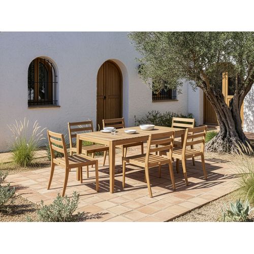 Table De Salle à Manger De Jardin Chioggia 90 Cm 180 Cm Bois D'acacia Certifié Marron Clair