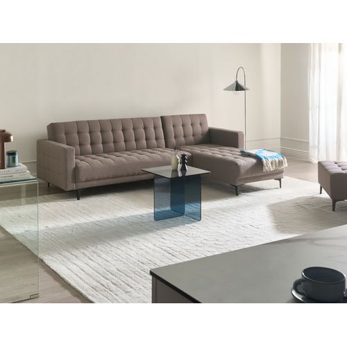 Canapé-lit D'angle Modulable 4 Places Aberdeen Tissu Taupe Côté Gauche
