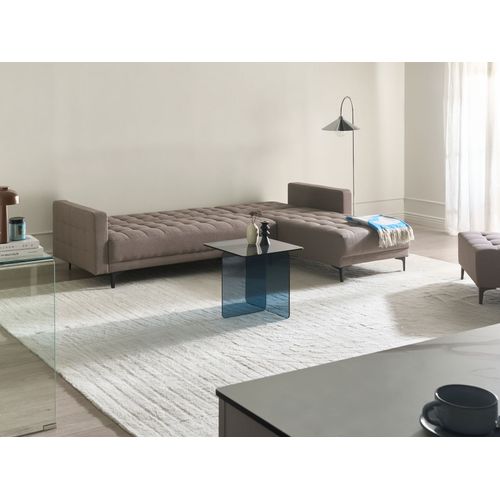 Canapé-lit D'angle Modulable 4 Places Aberdeen Tissu Taupe Côté Gauche