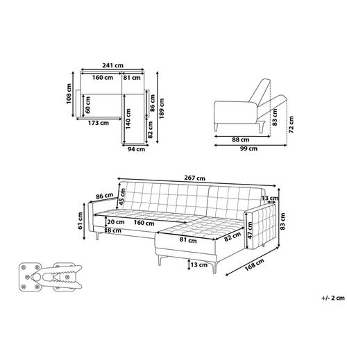 Canapé-lit D'angle Modulable 4 Places Aberdeen Tissu Taupe Côté Gauche