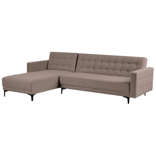 Canapé-lit D'angle Modulable 4 Places Aberdeen Tissu Taupe Côté Droit