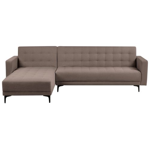 Canapé-lit D'angle Modulable 4 Places Aberdeen Tissu Taupe Côté Droit