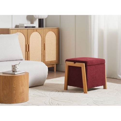 Pouf De Rangement Edland Tissu 45 Cm 43 Cm Rouge Bordeaux