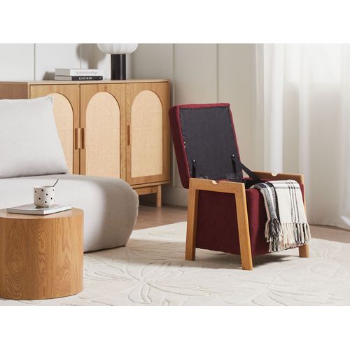 Pouf De Rangement Edland Tissu 45 Cm 43 Cm Rouge Bordeaux