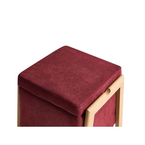 Pouf De Rangement Edland Tissu 45 Cm 43 Cm Rouge Bordeaux