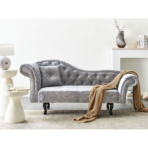 Chaise Longue Côté Gauche Lattes Ii Velours Gris
