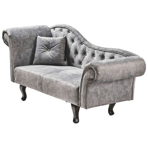 Chaise Longue Côté Gauche Lattes Ii Velours Gris