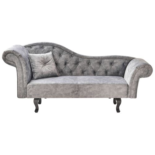 Chaise Longue Côté Gauche Lattes Ii Velours Gris