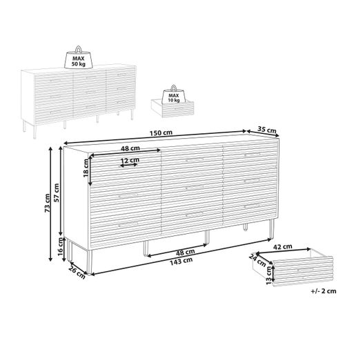 Commode à 9 Tiroirs Keith Marron Foncé