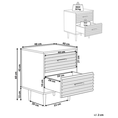 Table De Nuit à 2 Tiroirs Keith Marron Clair