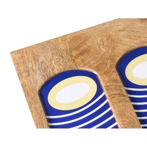 Décoration Murale Visage Jimeta Bois De Manguier 40 Cm Bleu