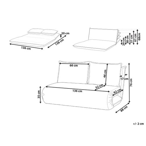 Canapé-lit 2 Places Roros Lin Synthétique Beige