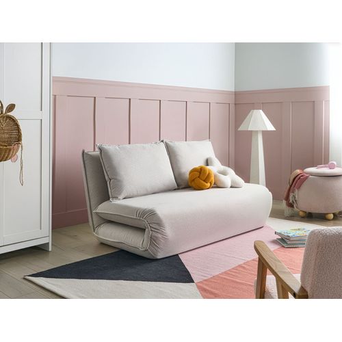 Canapé-lit 2 Places Roros Lin Synthétique Blanc Cassé