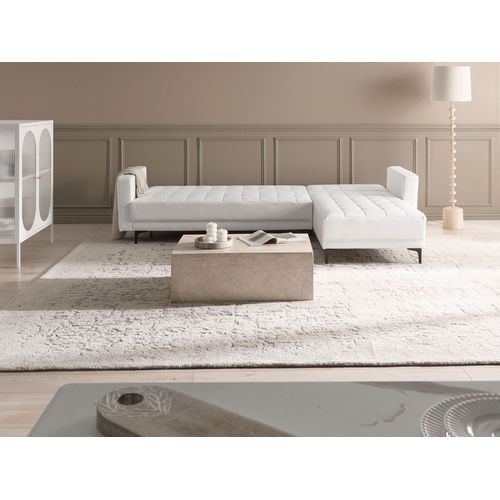 Canapé-lit D'angle Modulable 4 Places Aberdeen Cuir Pu Blanc Côté Gauche