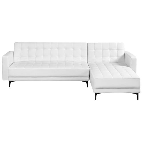 Canapé-lit D'angle Modulable 4 Places Aberdeen Cuir Pu Blanc Côté Gauche