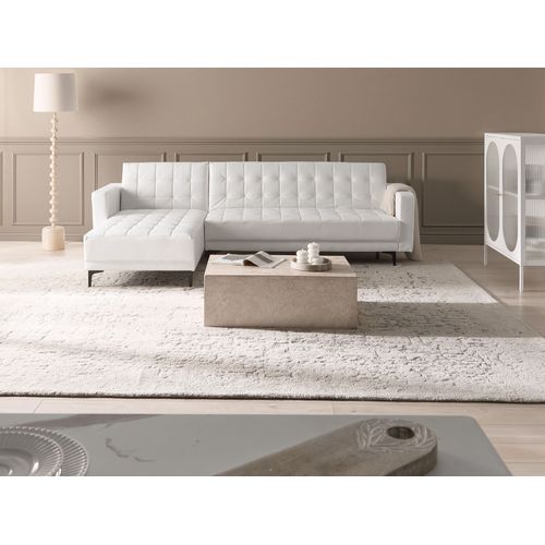 Canapé-lit D'angle Modulable 4 Places Aberdeen Cuir Pu Blanc Côté Droit