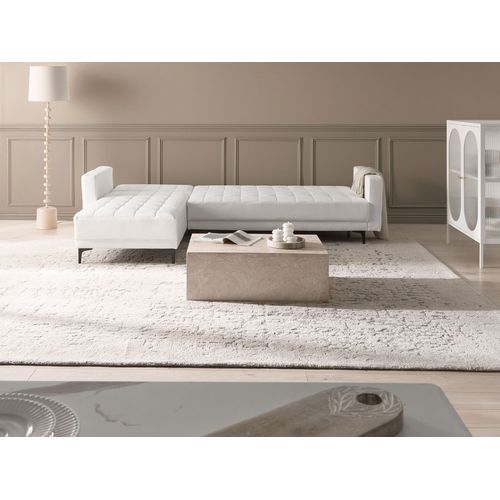 Canapé-lit D'angle Modulable 4 Places Aberdeen Cuir Pu Blanc Côté Droit