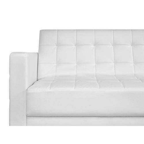 Canapé-lit D'angle Modulable 4 Places Aberdeen Cuir Pu Blanc Avec Ottoman Côté Gauche