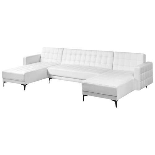 Canapé-lit Modulable En Forme De U 5 Places Aberdeen Cuir Pu Blanc