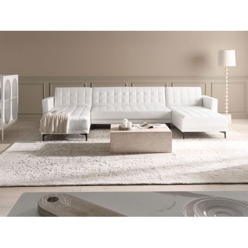 Canapé-lit Modulable En Forme De U 5 Places Aberdeen Cuir Pu Blanc