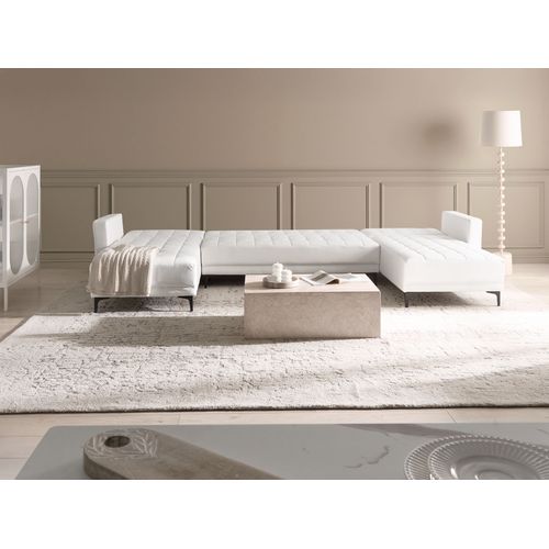 Canapé-lit Modulable En Forme De U 5 Places Aberdeen Cuir Pu Blanc