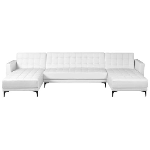 Canapé-lit Modulable En Forme De U 5 Places Aberdeen Cuir Pu Blanc