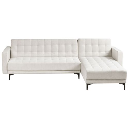 Canapé-lit D'angle Modulable 4 Places Aberdeen Tissu Blanc Cassé Côté Gauche