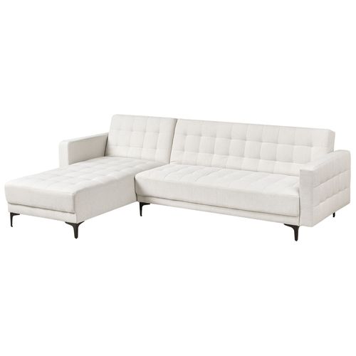 Canapé-lit D'angle Modulable 4 Places Aberdeen Tissu Blanc Cassé Côté Droit