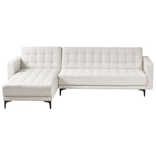 Canapé-lit D'angle Modulable 4 Places Aberdeen Tissu Blanc Cassé Côté Droit